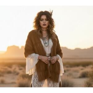 Vintage 1950s Cave’s Fine Furs Mink Shawl / Stole Monterey CA